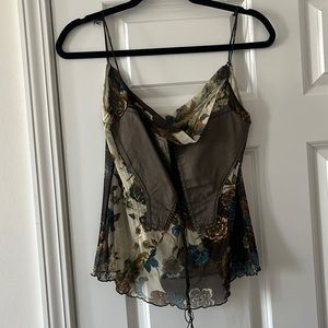 Unique Thrifted corset cowl neck top